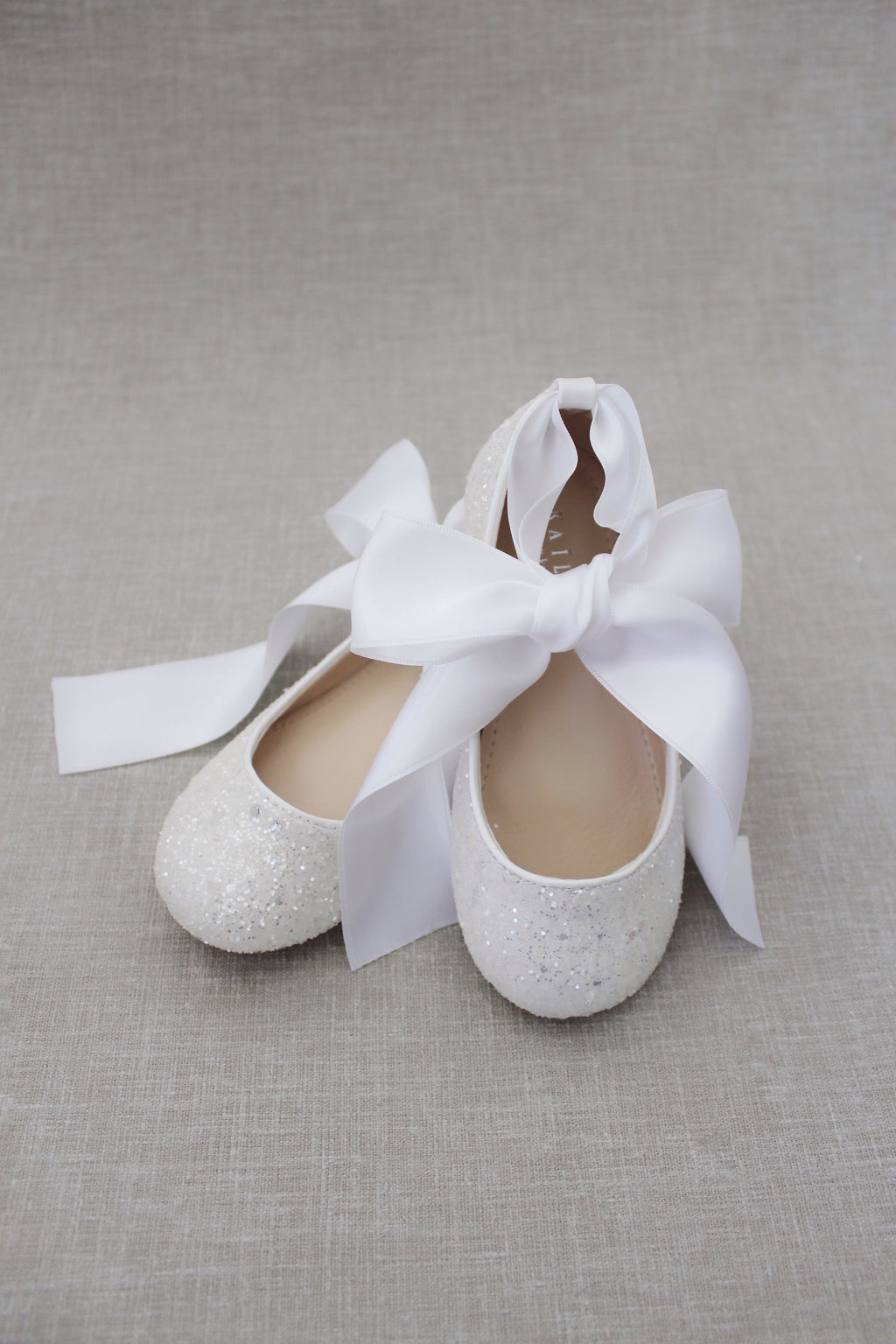 Rock Glitter Ballet Flats With Satin Ankle Strap