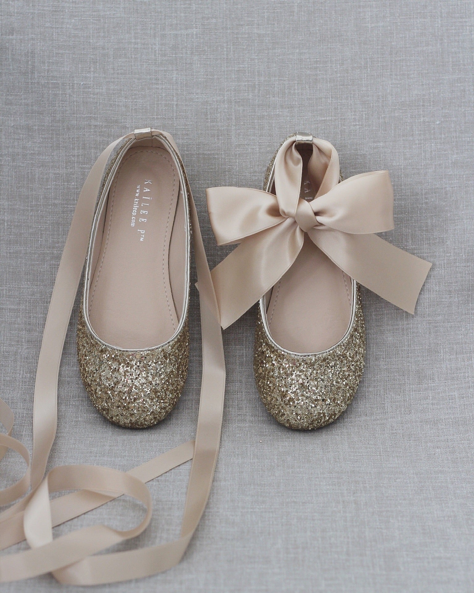 Rock Glitter Ballet Flats with Satin Ankle Strap