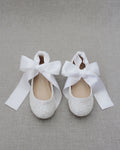 Rock Glitter Ballet Flats With Satin Ankle Strap