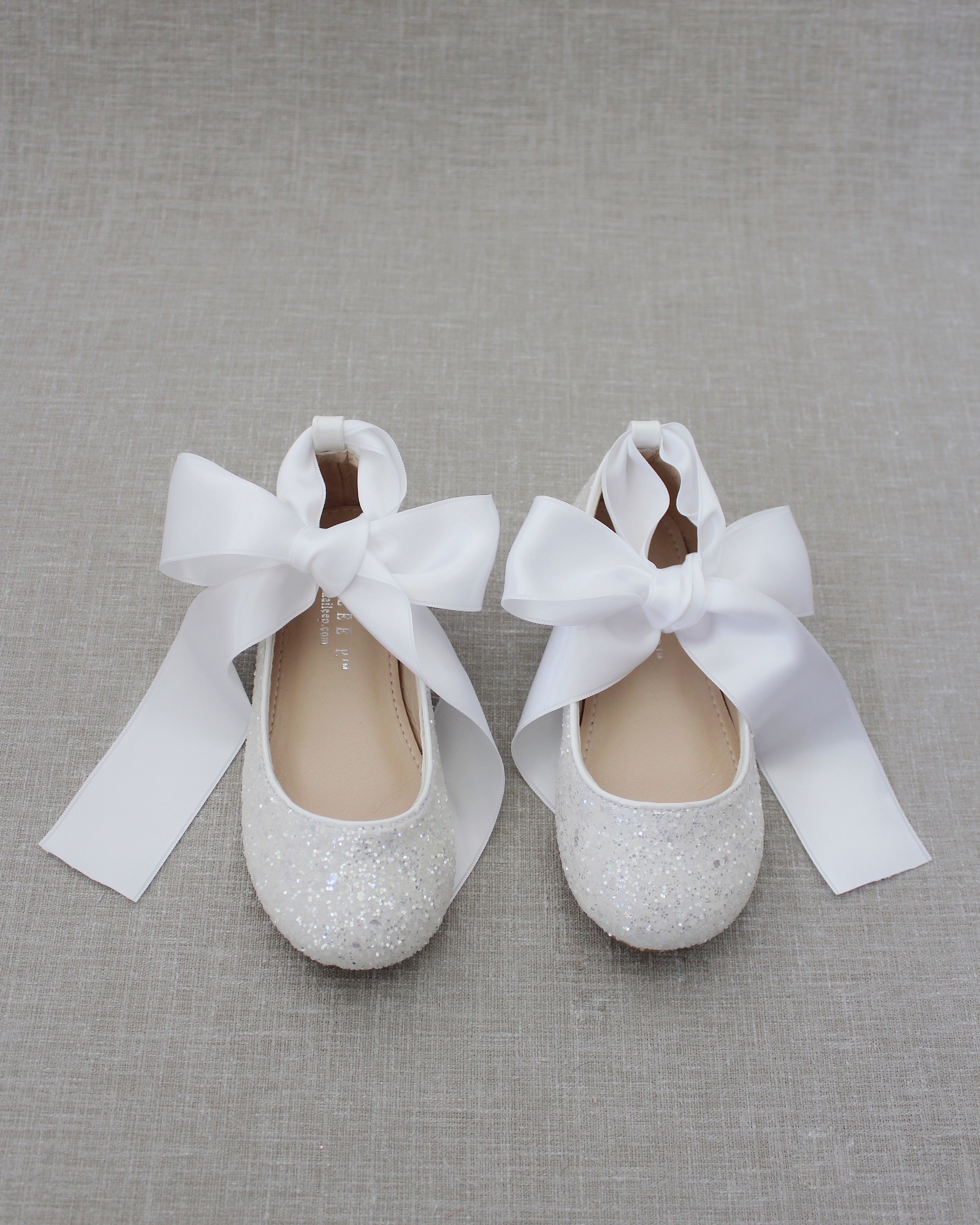 Rock Glitter Ballet Flats With Satin Ankle Strap