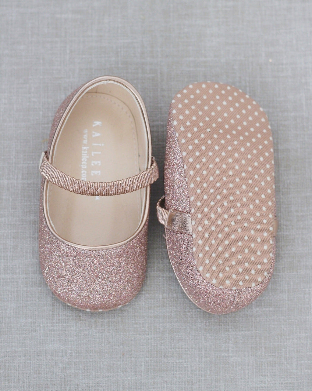 Rose Gold Fine Glitter Mary Jane Flats