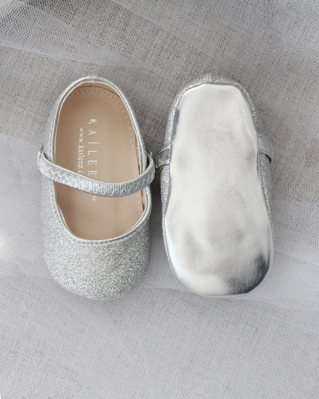 Silver Fine Glitter Mary Jane Flats