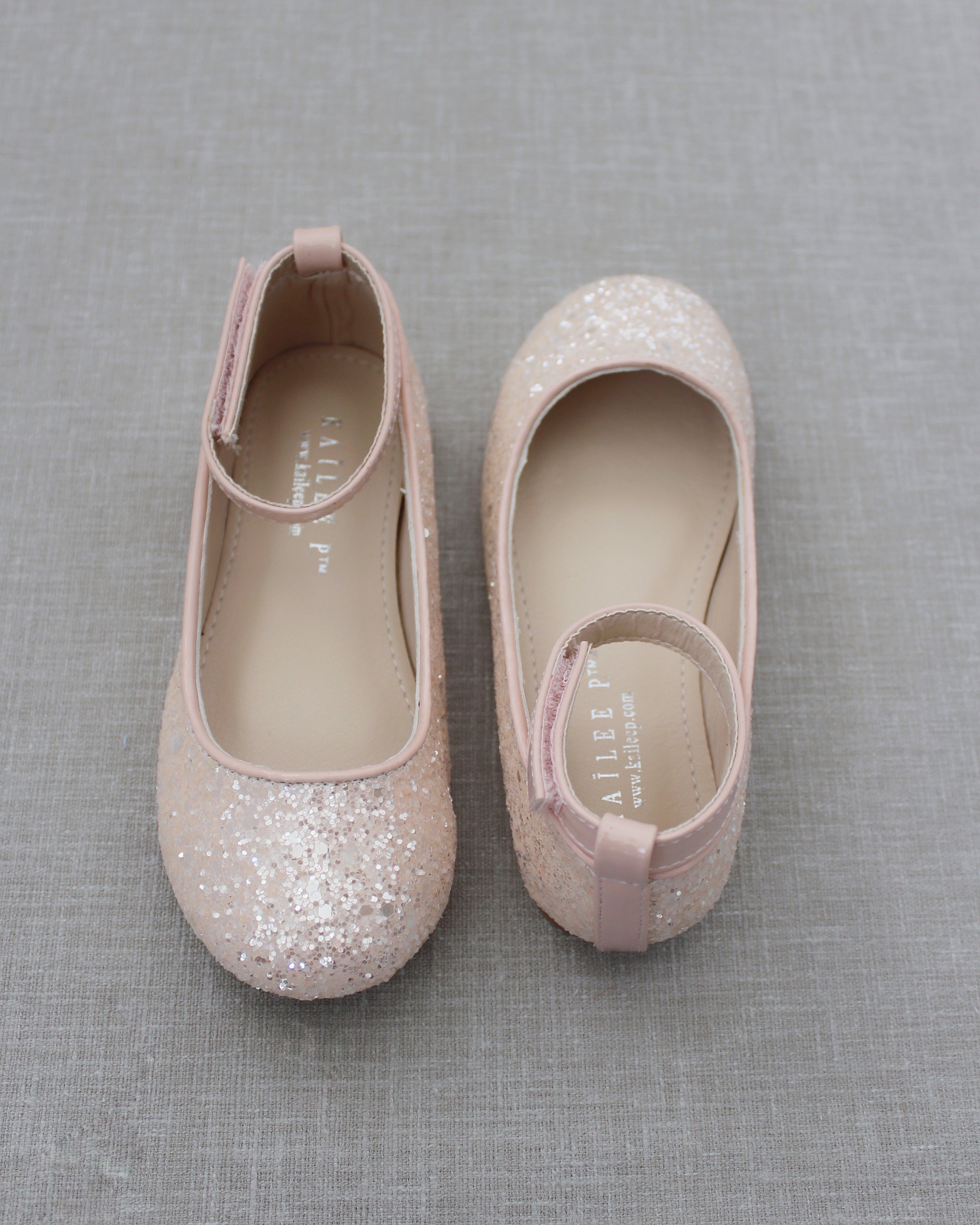 Rock Glitter Ballet Flats with Velcro Ankle Strap