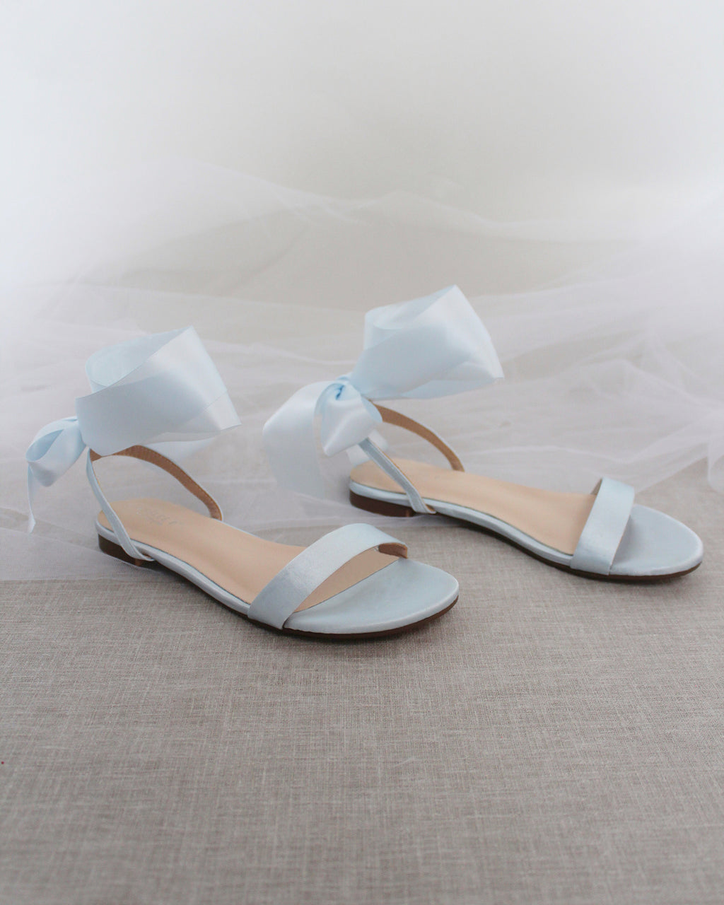 Girls Satin Flat Sandal with Wrapped Satin Tie