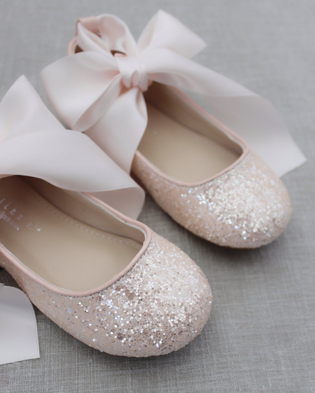 Rock Glitter Ballet Flats with Satin Ankle Strap