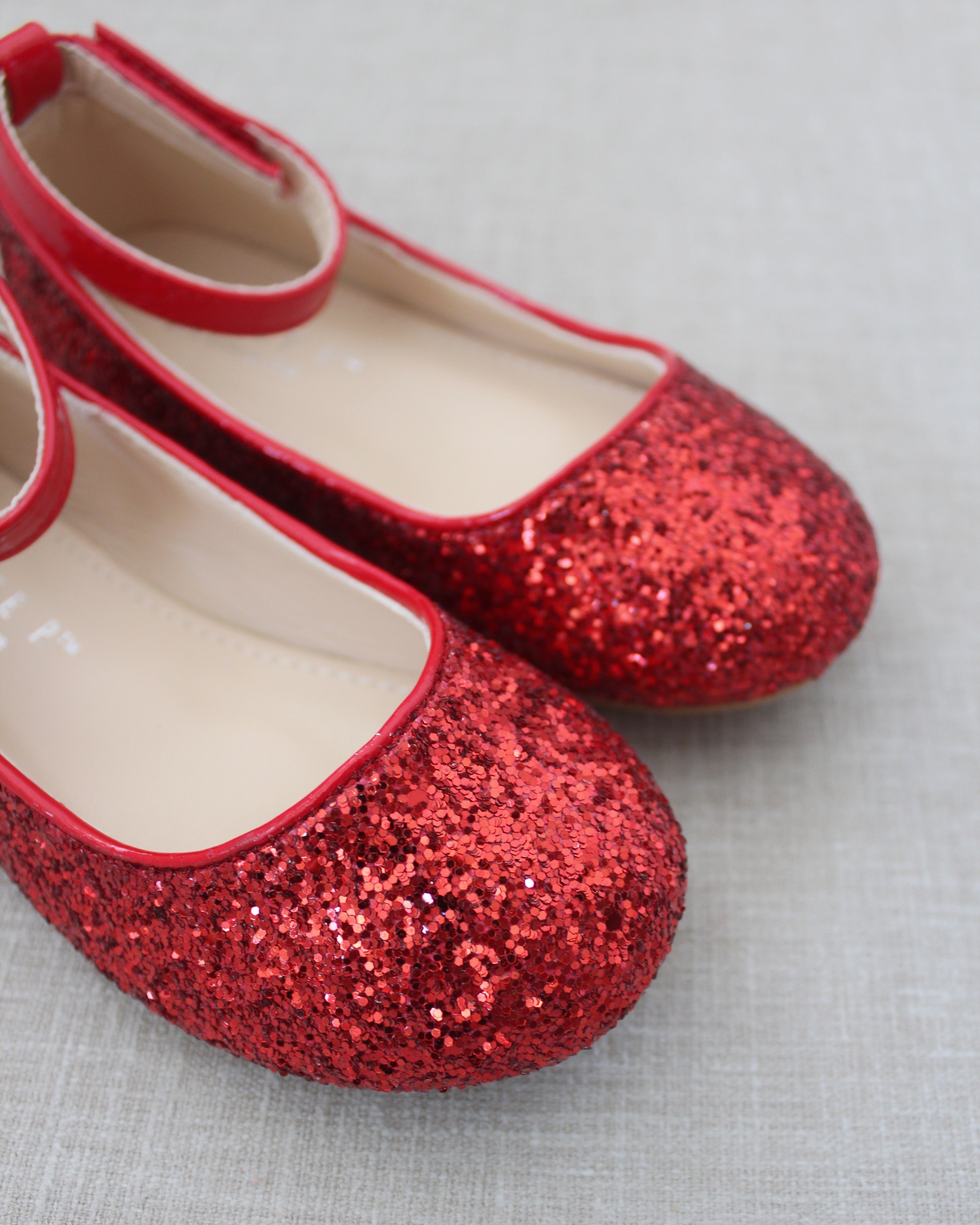 Rock Glitter Ballet Flats with Velcro Ankle Strap