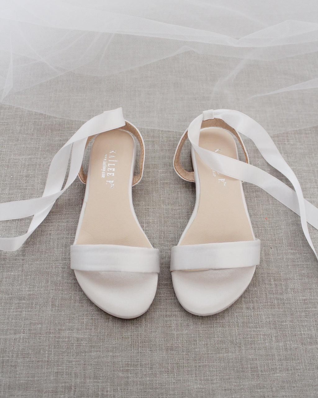 Girls Satin Flat Sandal with Ballerina Lace Up