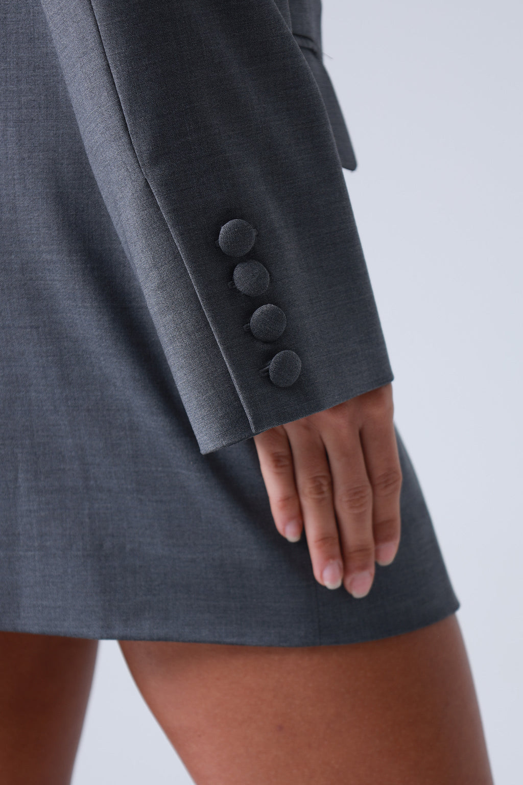 Grey Double-Breasted Virgin Wool Blazer | Sophia Blazer