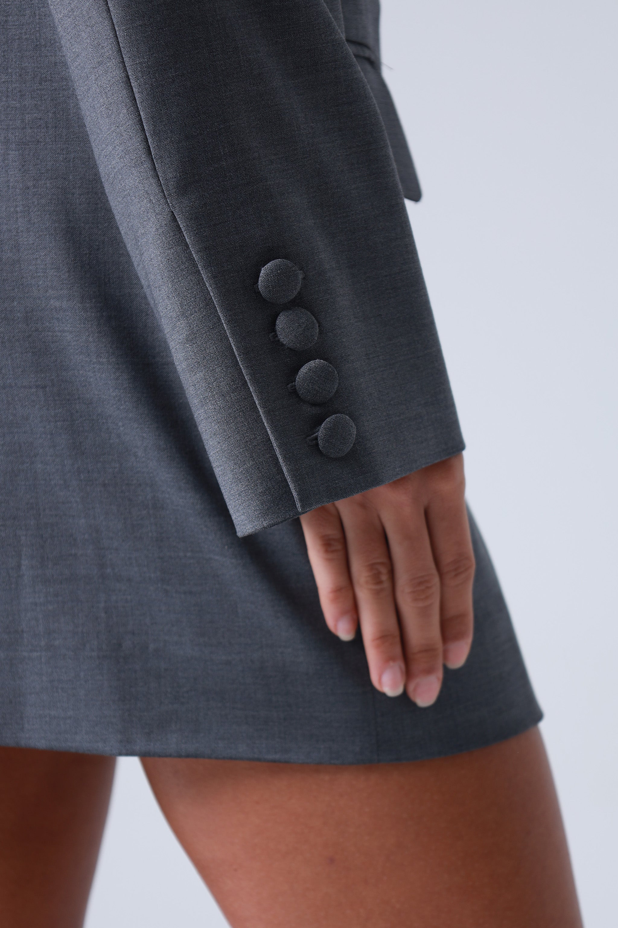 Grey Double-Breasted Virgin Wool Blazer | Sophia Blazer