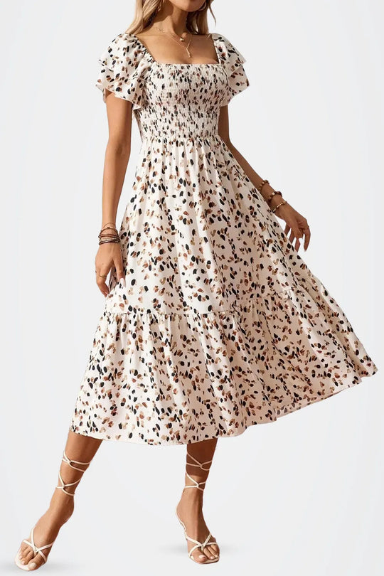 Another view: Square-Neck Ruffle-Sleeve Midi Dress