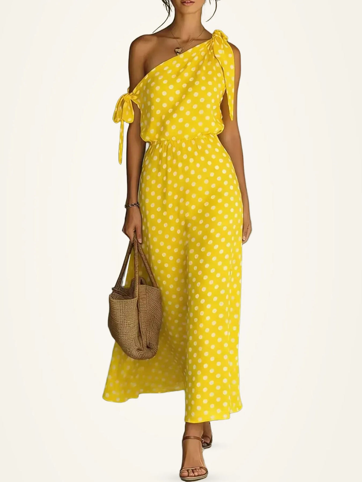 Full Size Polka Dot One-Shoulder Maxi Dress Plus Size — photo 7