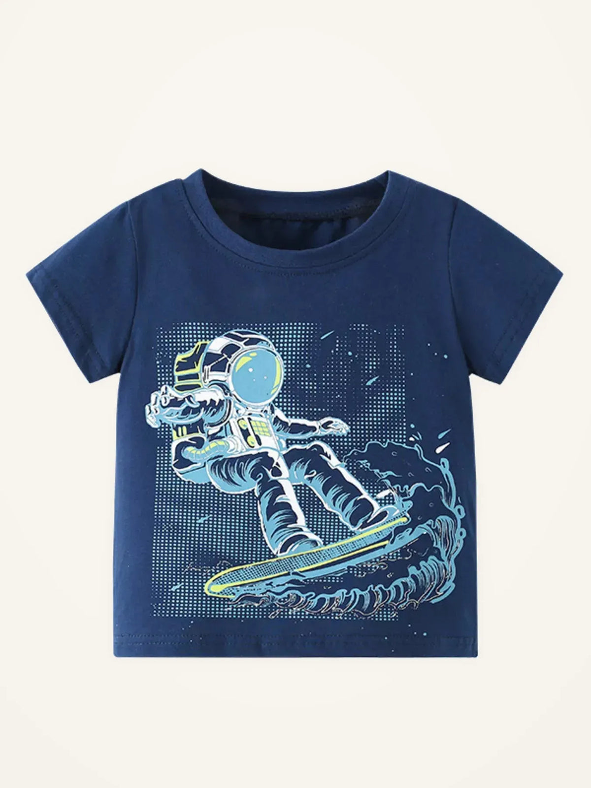 Moonbeam Astronaut Surfing Graphic Crewneck T-Shirt — photo 1