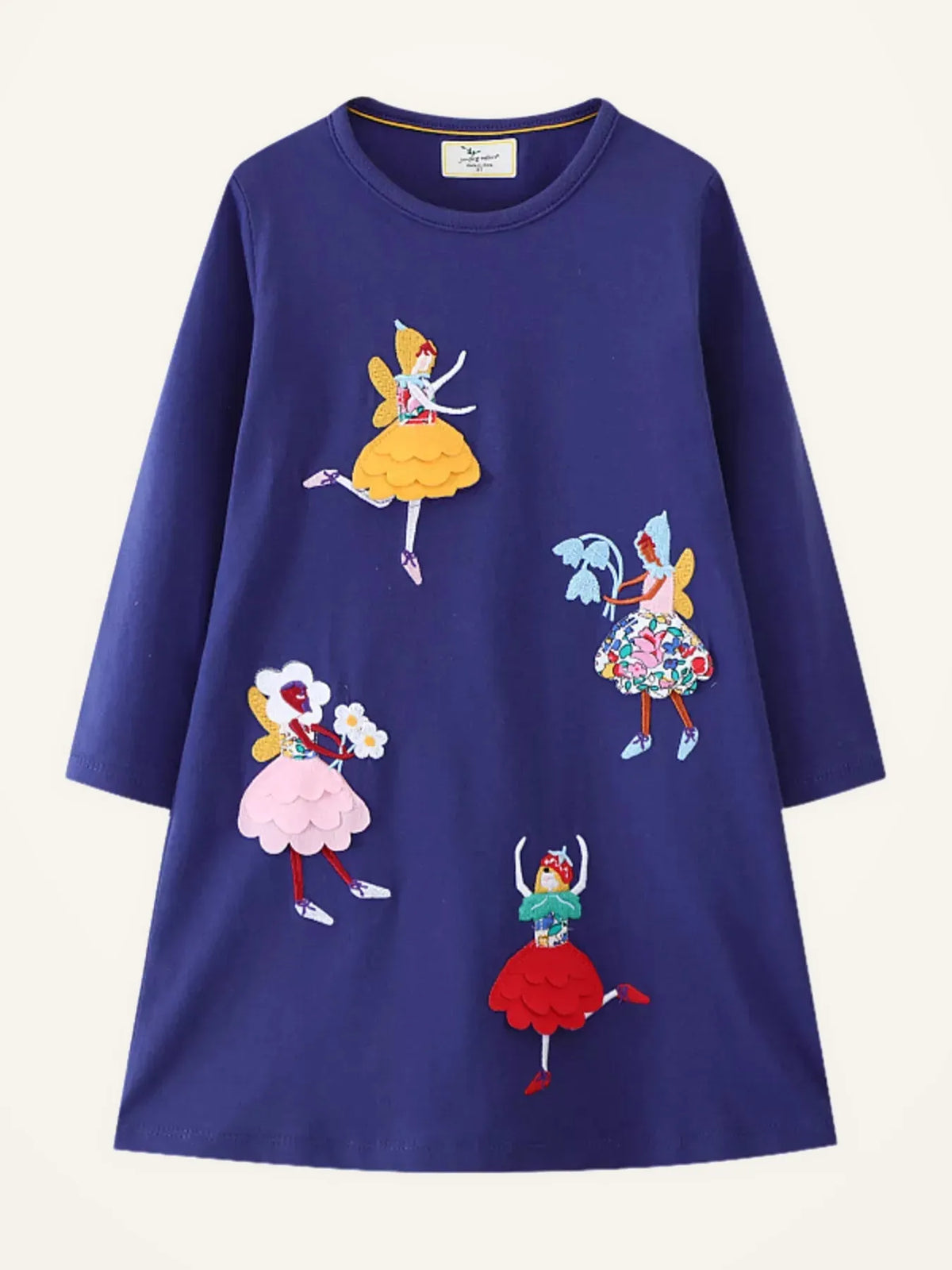 Girls' Fairy Appliqué Long-Sleeve Dress – Navy — photo 1