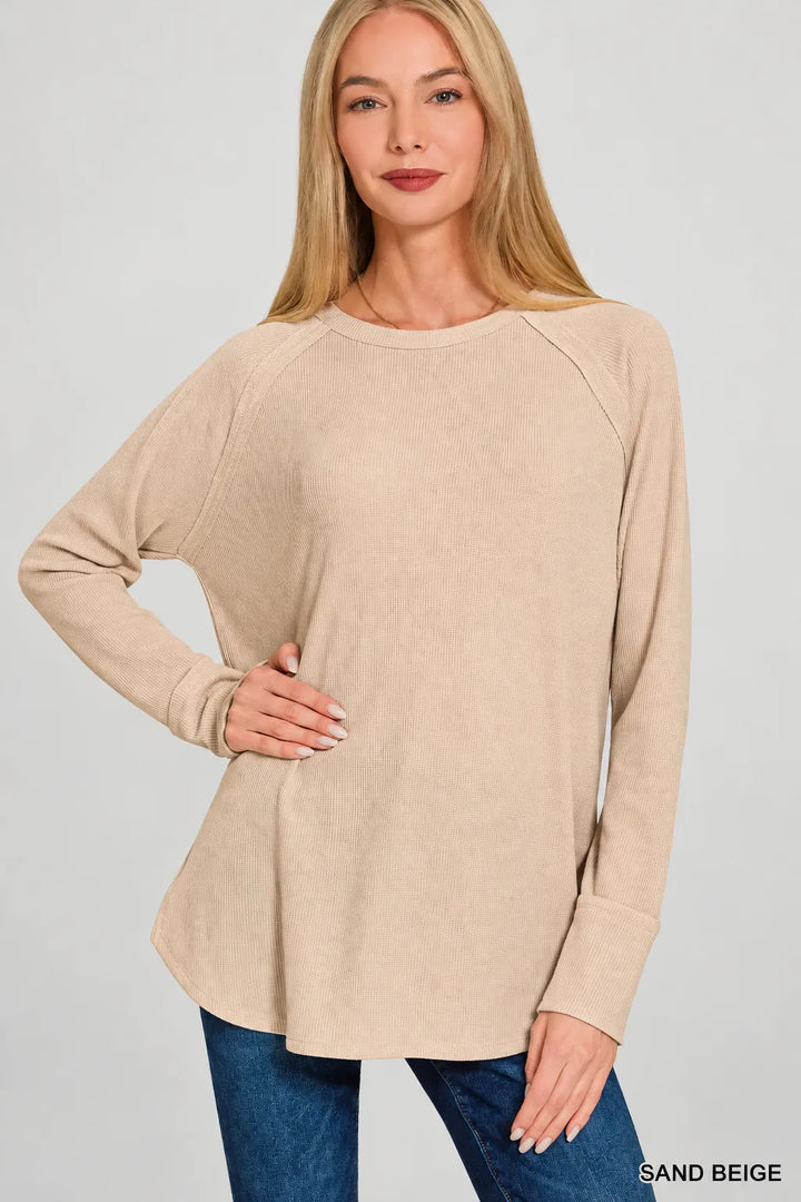 Baby Waffle Knit Raglan Long Sleeve Top