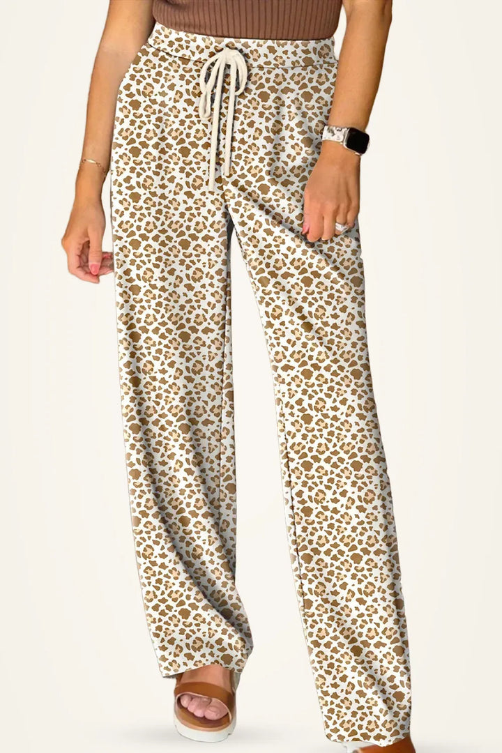 Leopard Print Drawstring Loose Pants