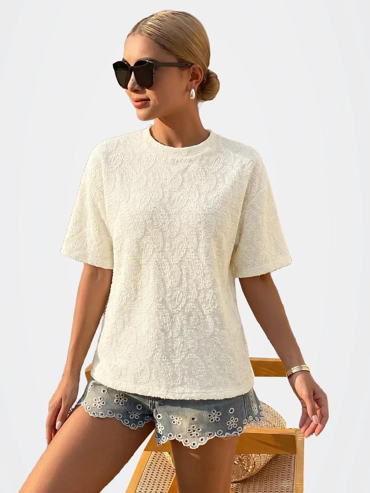 Textured Paisley Pattern Casual T-Shirt
