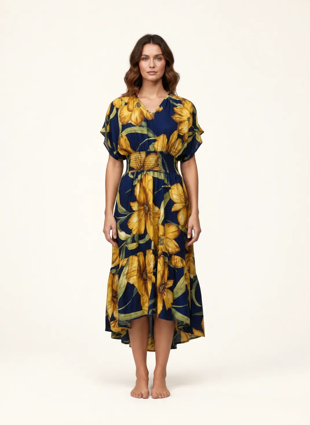 Mlle Gabrielle Floral Dress | V-Neck High-Low Hem Women's Midi — photo 2