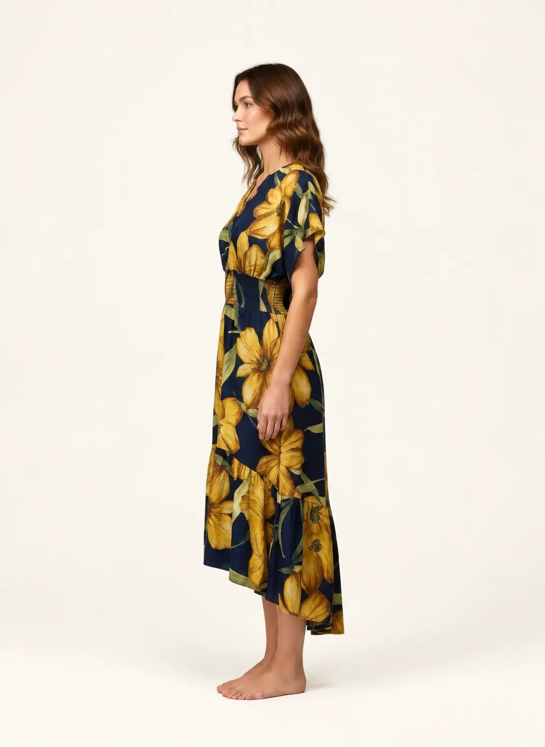 Mlle Gabrielle Floral Dress | V-Neck High-Low Hem Women's Midi — photo 3