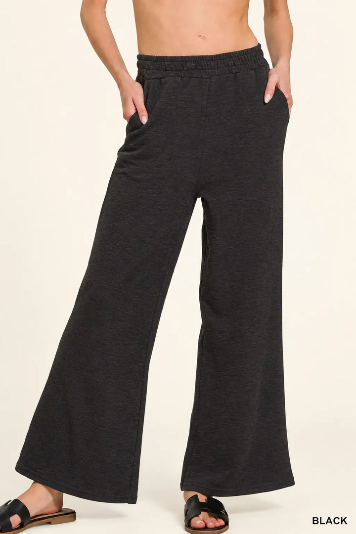 Zenana Cotton Slub Wide Leg Pants